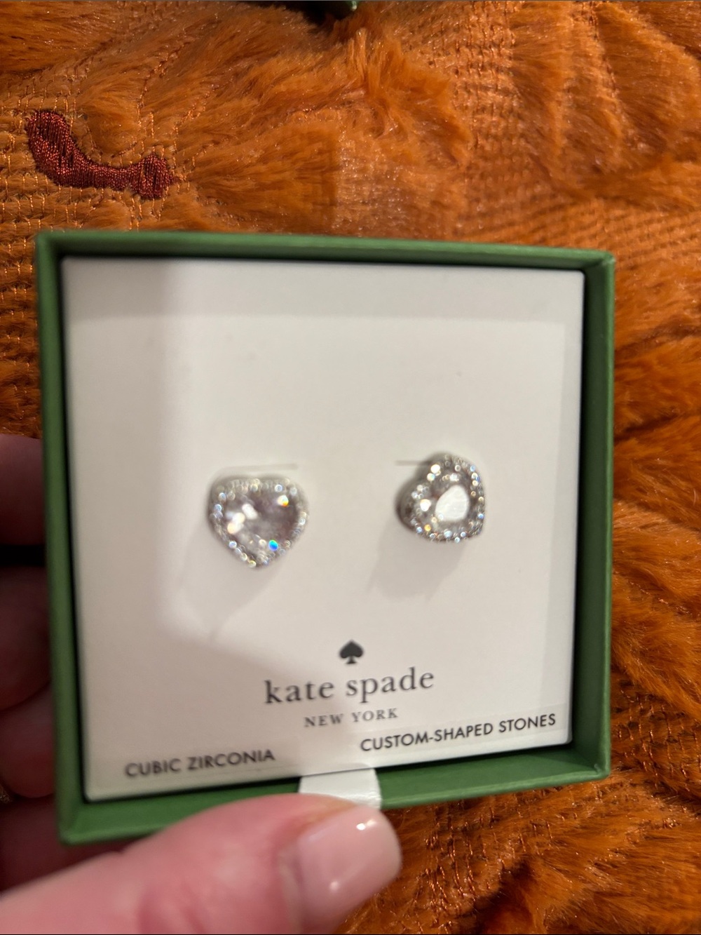 kate spade Silver-Tone Heart Cubic Zirconia Stud Earrings - Picture 4 of 4